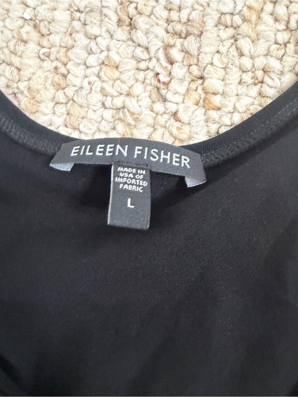 Eileen Fisher Black Crew Neck Top size L - Picture 2 of 7
